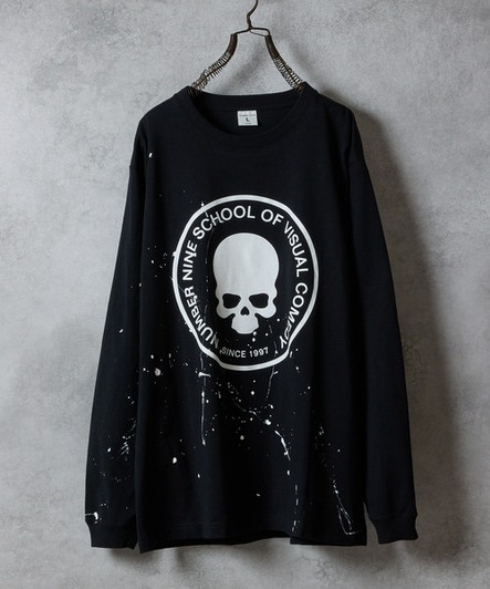 Picture No.1 of NUMBER (N)INE HAND PAINTED SCHOOL OF VISUAL COMEDY PRINTED CLASSIC L/S T-SHIRT / Hand-painted Skull Motif Print Long-sleeved T-shirt S26NLT001P