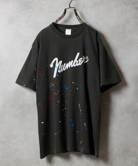 Picture No.1 of NUMBER (N)INE HAND PAINTED VINTAGE DYE GRAPHIC T-SHIRT / Hand-painted Vintage-dyed graphic Print Crew Neck T-shirt S26NT004P