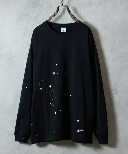 Picture No.1 of NUMBER (N)INE HAND PAINTED BASIC HEM PRINTED L/S T-SHIRT / Hand-painted basic One-point Logo Print Long-sleeved T-shirt F25GNC001P
