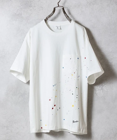 Picture No.1 of NUMBER (N)INE HAND PAINTED BASIC HEM PRINTED POCKET T-SHIRT / Hand-painted basic One-point Logo Print pocket T-shirt S25GNC002P