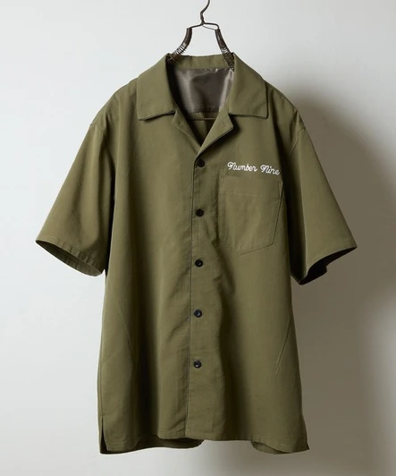 Picture No.1 of NUMBER (N)INE TWILL OPEN COLLAR S/S SHIRT / One-point Embroidered twill Short-sleeve Open-collar shirt S26NS001