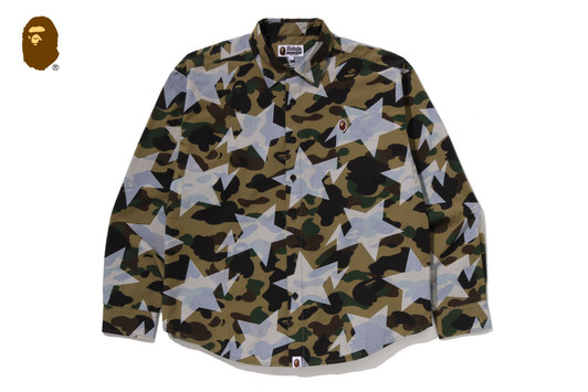 Picture No.1 of BAPE STA OVER PRINT 1ST CAMO POPLIN LS SHIRT 1M30-131-303