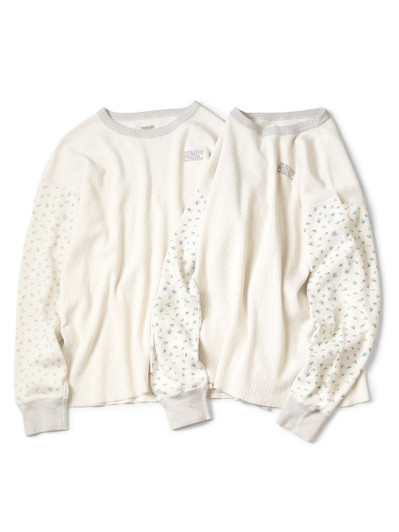 Picture No.1 of KAPITAL Waffle Knit Long-sleeved T-shirt With Small Floral Print, 2-Tone (KAPITAL Embroidery) K2409LC045EK-1875LC