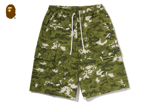 Picture No.1 of BAPE MULTI PIXEL CAMO BAPE STA LOGO CARGO RELAXED FIT SWEAT SHORTS 1M30-153-301