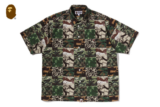 Picture No.1 of BAPE APE HEAD ONE POINT CAMO PATCHWORK SS SHIRT 1M30-132-002