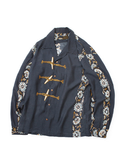 Picture No.1 of KAPITAL Silk Rayon Toggle-maile Print Long-sleeved Open-collar Shirt K2604LS091