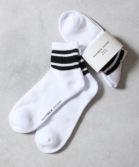 Picture No.1 of NUMBER (N)INE 100% Fine Cotton 2-Pack Plain Quarter Line Socks S26GNA006