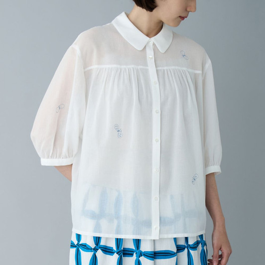 Picture No.1 of minä perhonen choucho Yoke Gathered Blouse ADS1421S
