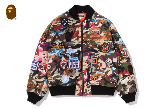 Picture No.1 of BAPE HYBRID CAMO MULTI BADGE PADDED MA-1 1M80-141-302