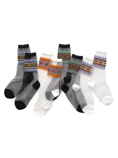 Picture No.1 of KAPITAL 200 Pairs of Gypsy Border See-Through Socks K2606XS559