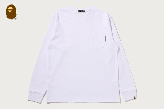 Picture No.1 of BAPE LINE CAMO FLAG LABEL POCKET LS TEE 1M80-111-303