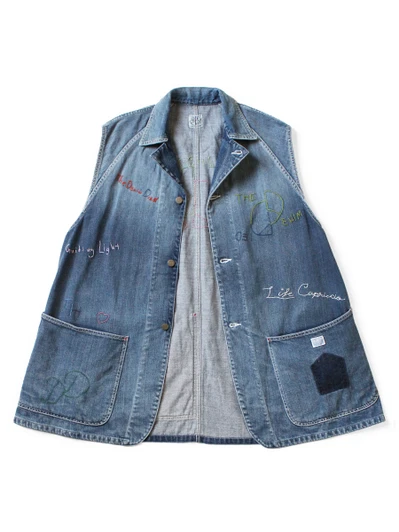 Picture No.1 of KAPITAL 12Oz Denim Sleeveless Vest Coverall (Memorial Embroidery Model) K2503SJ088