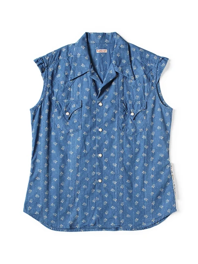 Picture No.1 of KAPITAL Dobby Stripe IDG Discharge Print Love-ly Western Shirt K2504SS146
