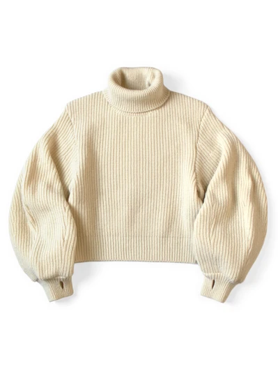 Picture No.1 of KAPITAL 5G Wool Rib Knit Belted Sleeve Sweater K2510KN094