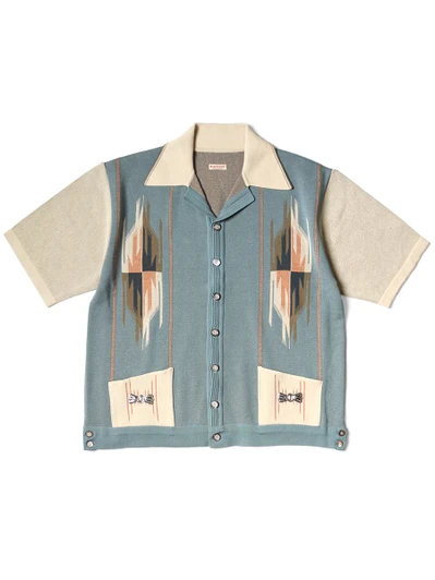 Picture No.1 of KAPITAL 12G Cotton Knit Chimayo Pattern Aloha Polo EK-1730KN