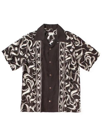 Picture No.1 of KAPITAL Silk Rayon Okra Pattern Short-sleeved Open-collar Shirt K2603SS044