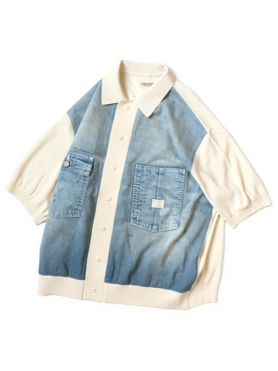 Picture No.1 of KAPITAL Knit x 8Oz Denim Coverall Polo K2504KN174EK-1889KN