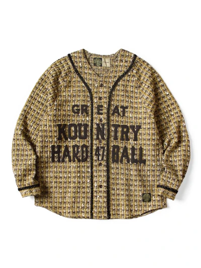 Picture No.1 of KAPITAL Fancy Tweed GREAT KOUNTRY Baseball Long Sleeve Shirt K2510LS145
