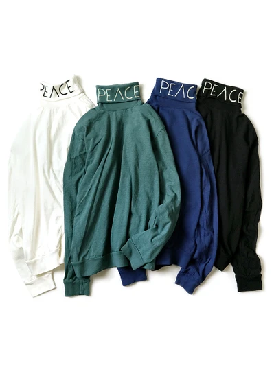Picture No.1 of KAPITAL 18.5/- Jersey High-Neck Long-Sleeve T-Shirt (PEACE Embroidery) EK-1301