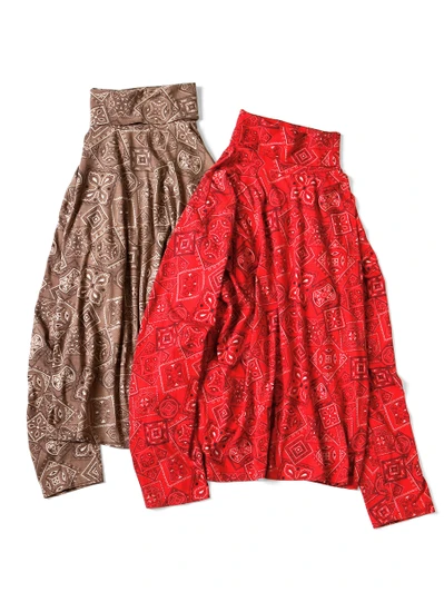 Picture No.1 of KAPITAL 20/- Jersey COOKIE Bandana Print High Neck Long-Sleeve T-Shirt K2409LC022