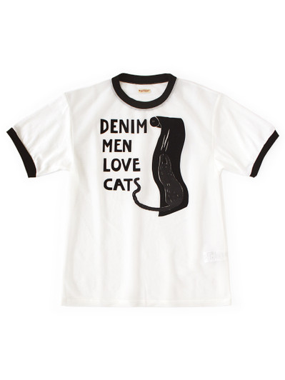 Picture No.1 of KAPITAL Sheer Jersey x 20/- Jersey Ringer T-shirt (DENIM MEN LOVE CATS Scratch Print) K2603SC083