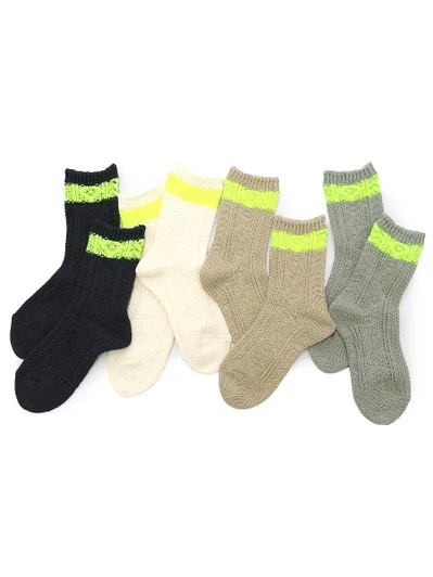 Picture No.1 of KAPITAL 56-Ply Cable Knit Neon Socks EK-912EK-912XS