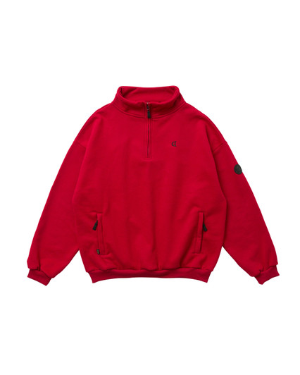 Picture No.1 of Evisen Skateboards LOGO HALF ZIP SWEAT - RED 15399954874682