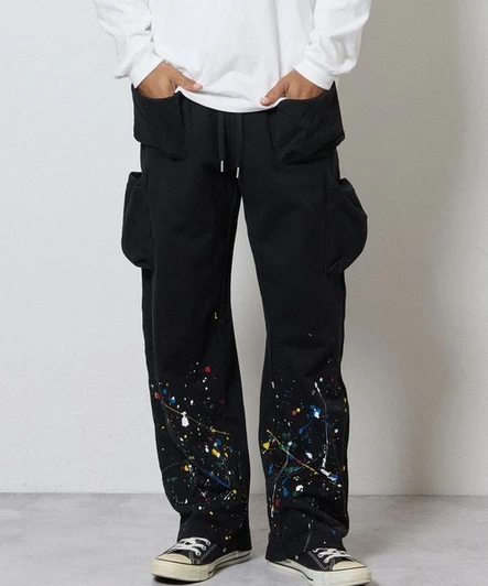 Picture No.1 of NUMBER (N)INE HAND PAINTED FIRM COTTON LIGHT SHORT PILE 6 POCKET EASY SWEAT PANTS / Hand-painted firm cotton light short pile Box-type 6-Pocket easy Sweatpants F26GNC009P