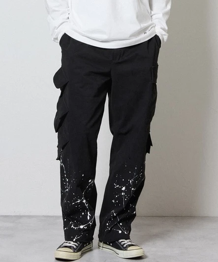 Picture No.1 of NUMBER (N)INE HAND PAINTED MULTI POCKET CARGO PANTS / Hand-painted Multi-pocket cargo pants With Buckle Belt And Elastic Waistband. F25NP002P