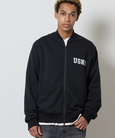 Picture No.1 of NUMBER (N)INE USNN LOGO PRINTED RIB COLLAR FRENCH TERRY TRACK JACKET / Military-style track jacket With a Single logo Print And Ribbed Collar. F26NC003
