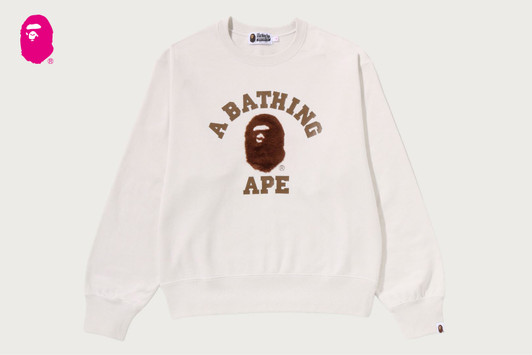 Picture No.1 of BAPE COLLEGE FUR PATCH CREWNECK SWEATSHIRT 1M80-213-301