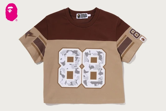 Picture No.1 of BAPE MULTI LOGO FOOTBALL BOXY CROPPED TEE 1M80-209-308