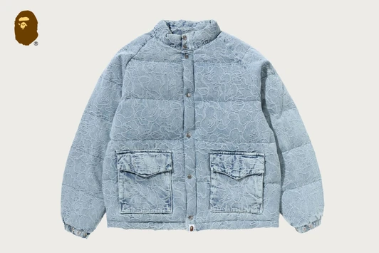Picture No.1 of BAPE LINE CAMO JACQUARD DENIM CLASSIC DOWN JACKET 1M80-144-308