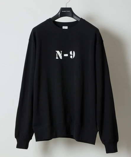 Picture No.1 of NUMBER (N)INE N-9 PRINTED CLASSIC CREWNECK SWEATSHIRT / Stencil-style Logo Print crewneck sweatshirt BA2GNC005