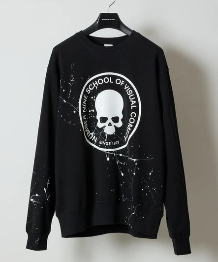 Picture No.1 of NUMBER (N)INE HAND PAINTED PRINTED CLASSIC CREWNECK SWEATSHIRT / Hand-painted classic Logo Print crewneck sweatshirt BA2GNC001P
