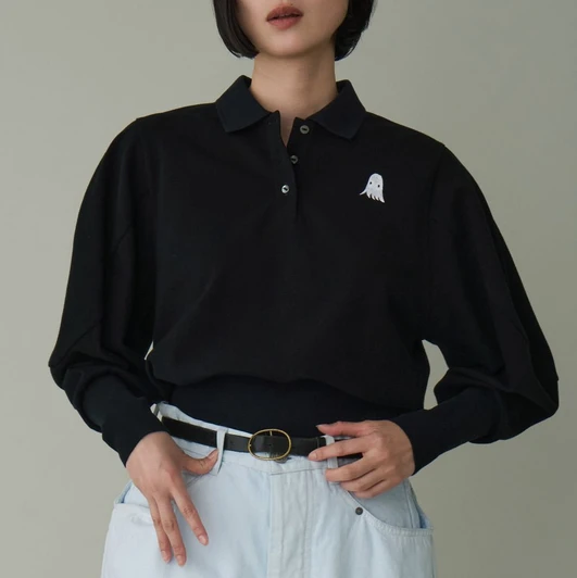 Picture No.1 of minä perhonen Troll Polo Collar Pullover AEA8117