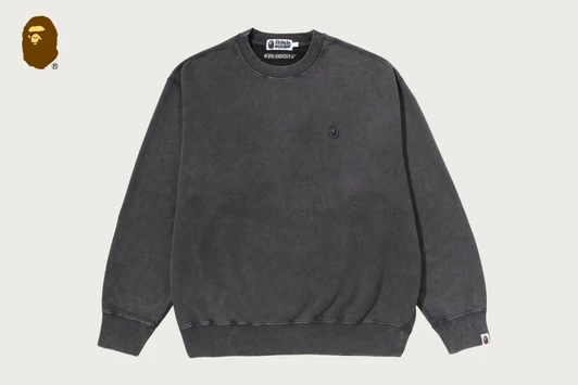 Picture No.1 of BAPE GARMENT DYED ONE POINT RELAXED FIT CREWNECK SWEATSHIRT 1M80-113-302