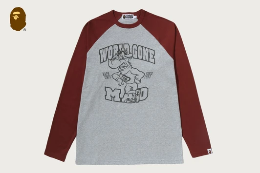 Picture No.1 of BAPE WGM BEASTE COLLEGE RAGLAN SLEEVE LS TEE 1M80-111-007