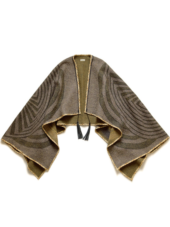 KAPITAL Jacket/Vest Tirol Wool Moon MAZE Pattern Shaman Poncho