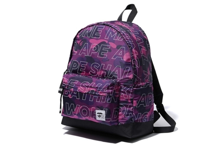 purple bape backpack