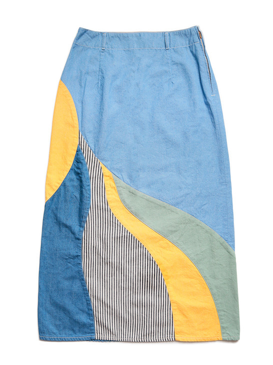 Picture No.1 of KAPITAL Denim Patchwork Hippie Skirt K2106SK163