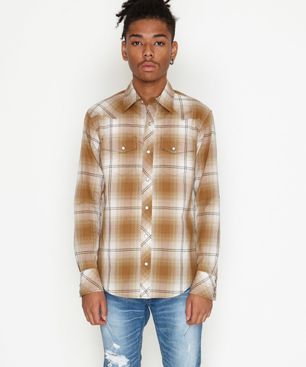 NUMBER (N)INE Tops OMBRE CHECK WESTERN SHIRT