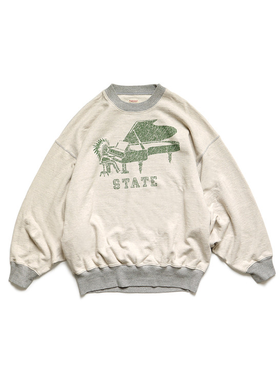 Archive Factory Kapital Top Lined Fur Dolman Sweatshirt Piano State Print Sweatshirt Cut and Sewn EK-1131