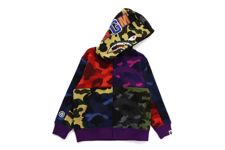 Picture No.1 of BAPE MIX CAMO CRAZY SHARK ZIP HOODIE 1H70-315-005