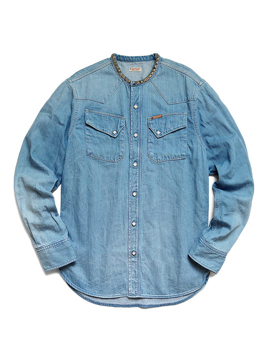 Picture No.1 of KAPITAL 8Oz Denim Band Color Studs Western Shirt (Processed) K2109LS047