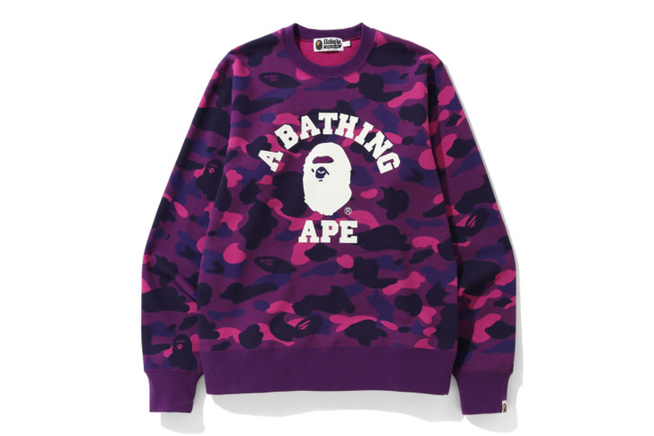 BAPE Purple Color Camo College Crewneck (Size XL)