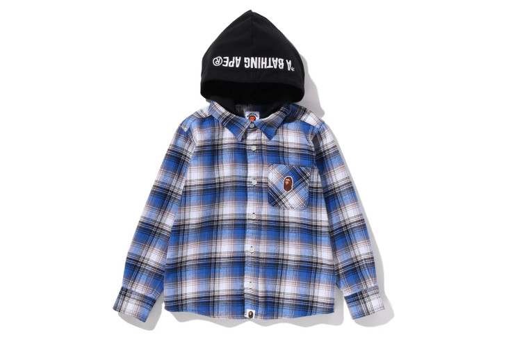 Picture No.1 of BAPE CHECK HOODIE LAYERED SHIRT 1I30-331-001