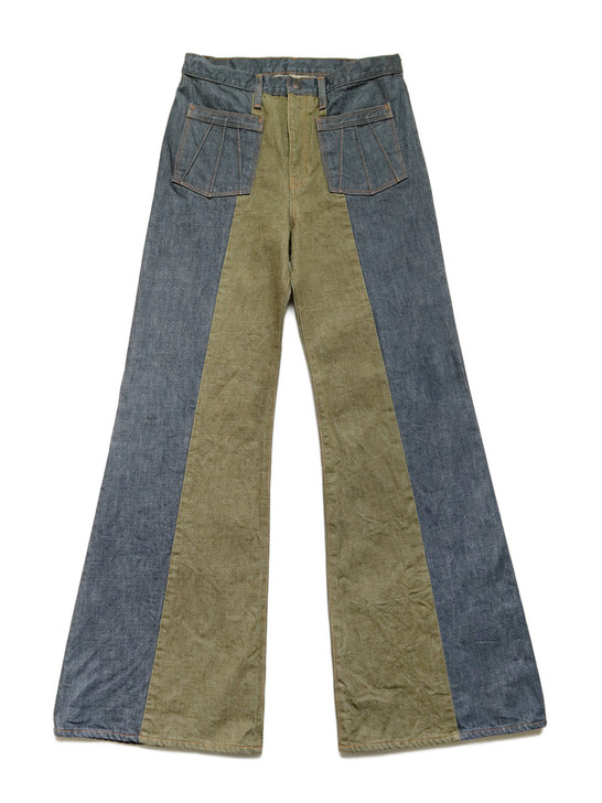 Picture No.1 of KAPITAL 14Oz Color Denim 2TONE Gypsy Flared Pants K2203LP802