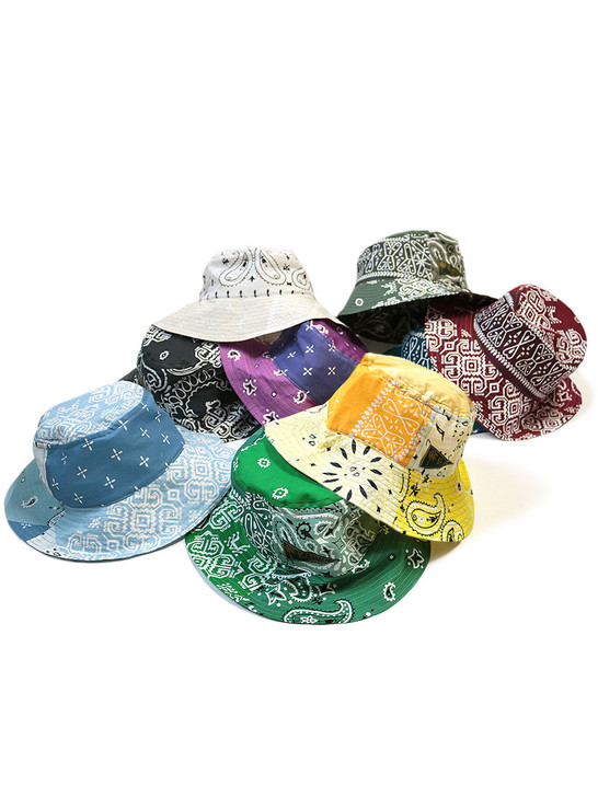 KAPITAL Hat/Cap Bandana Patchwork pt Bucket HAT (Long Brim)