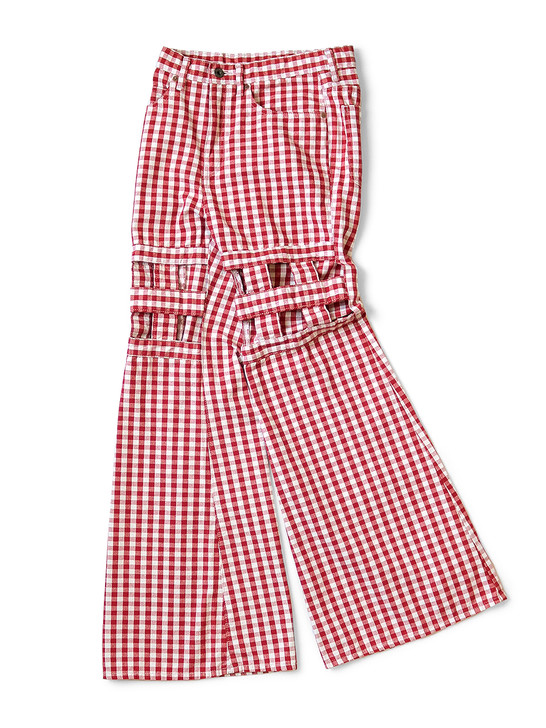KAPITAL Pants Canvas Gingham Check 5P Wind Pen Flare Pants L's